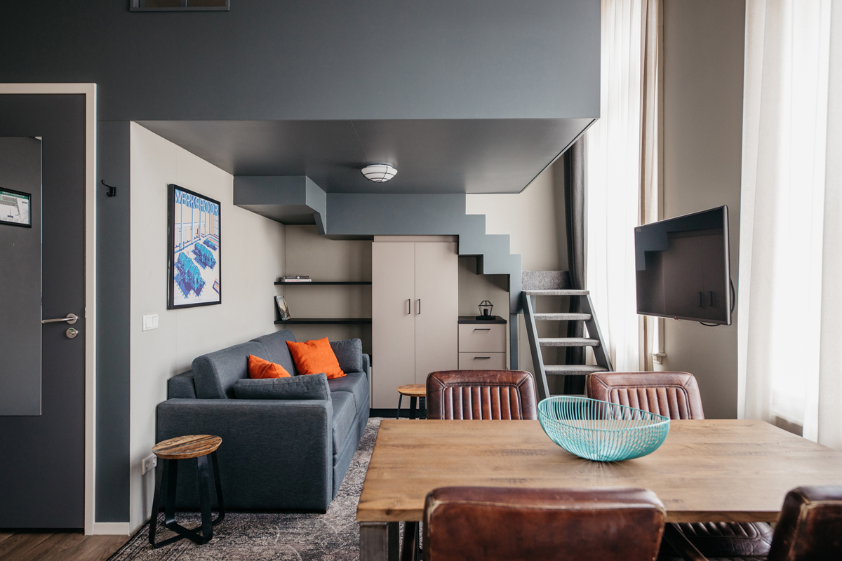 Yays Oostenburgergracht, Amsterdam, Duplex One-Bedroom apartment type, Living Room